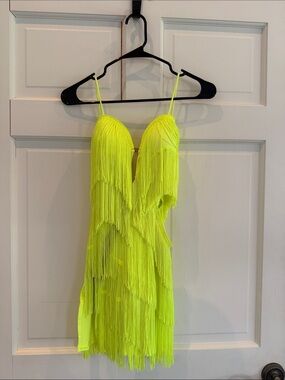 Costume: Neon Fringe Dance Dress with Spaghetti Straps